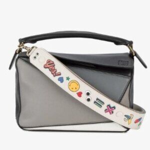 Anya Hindmarch White All Over Wink Stickers Embossed Leather Bag Strap